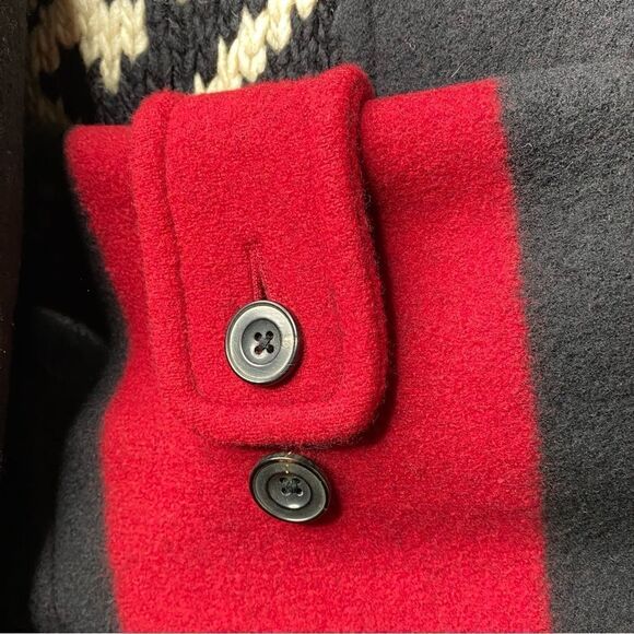 Polo Ralph Lauren Merino Wool Black & Red Double Breasted Top Over Pea Coat - Picture 6 of 16